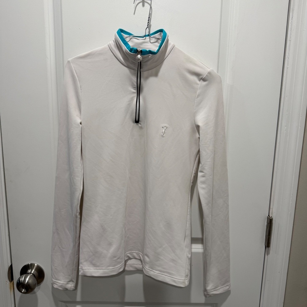 Golfino Womens Quarter Zip Performance Golf Top White‎ Small